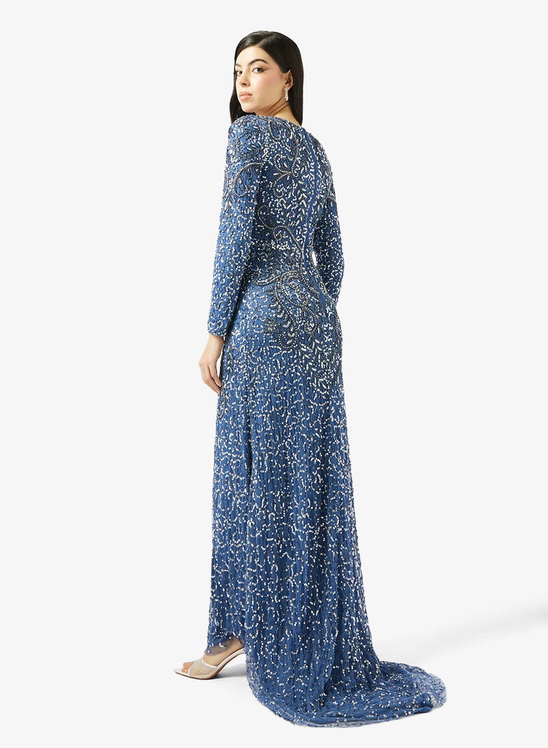 MARYISA High Neck Sequin Maxi Dress - Image 2